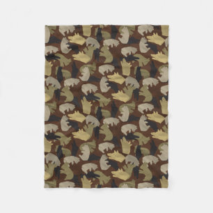 Silhouette Animal Camouflage Brown Fleece Deken