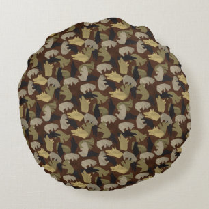 Silhouette Animal Camouflage Brown Rond Kussen