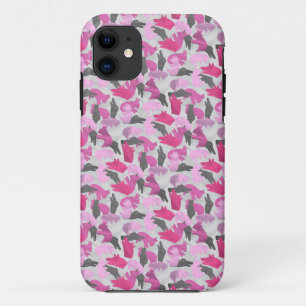 Silhouette Animal Camouflage Roze iPhone 11 Hoesje
