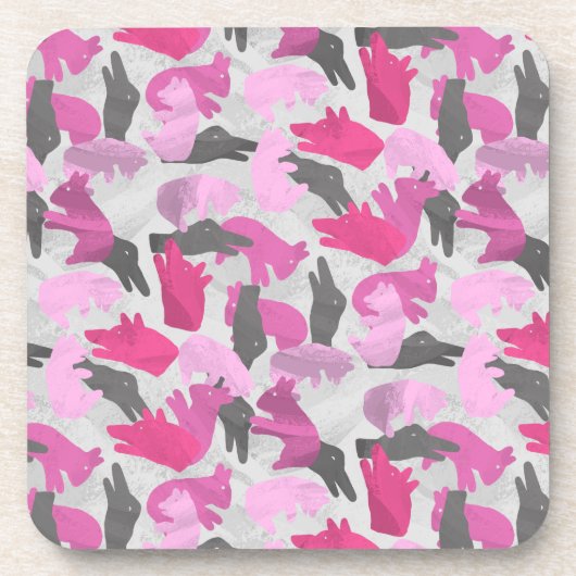 Silhouette Animal Camouflage Roze Drankjes Onderzetter (Voorkant)