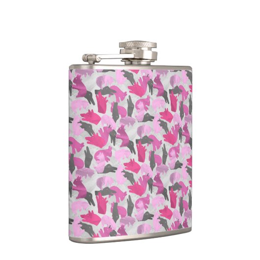 Silhouette Animal Camouflage Roze Heupfles (Rechts)