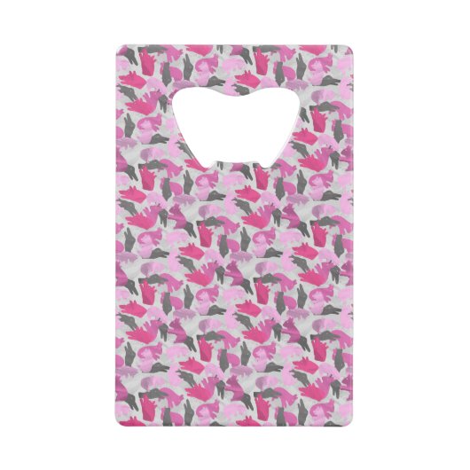 Silhouette Animal Camouflage Roze Kredietkaart Flessenopener (Voorkant)