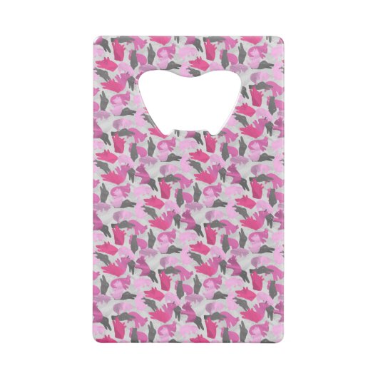 Silhouette Animal Camouflage Roze Kredietkaart Flessenopener (Achterkant)
