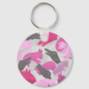 Silhouette Animal Camouflage Roze Sleutelhanger