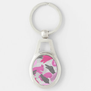 Silhouette Animal Camouflage Roze Sleutelhanger