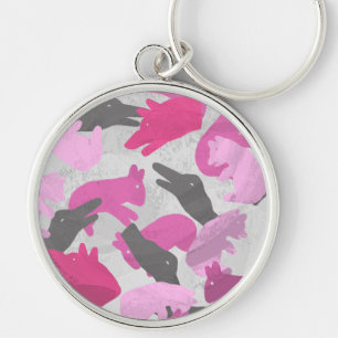 Silhouette Animal Camouflage Roze Sleutelhanger