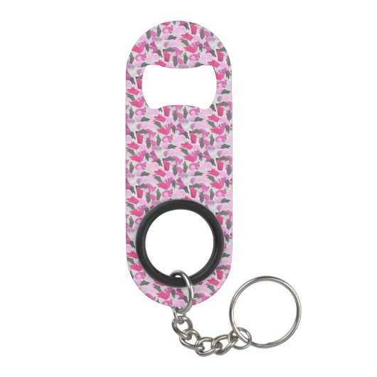Silhouette Animal Camouflage Roze Sleutelhanger Flessenopener (Achterkant)
