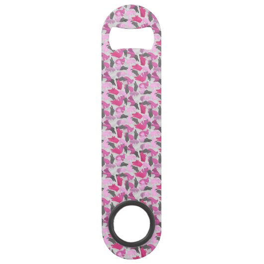 Silhouette Animal Camouflage Roze Speed Flessenopener (Voorkant)