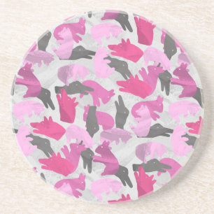 Silhouette Animal Camouflage Roze Zandsteen Onderzetter