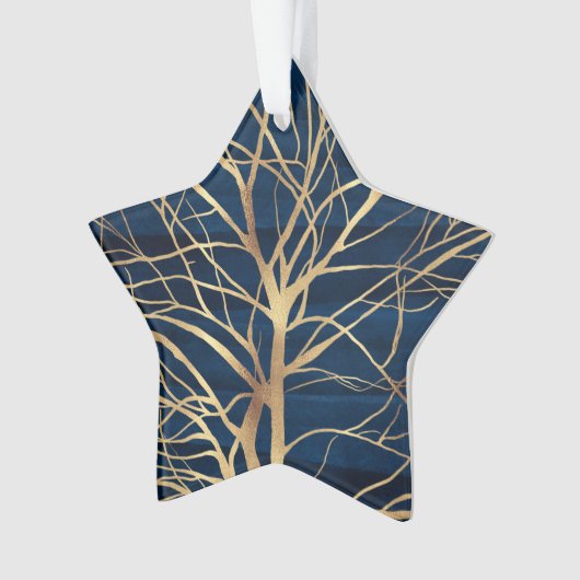 Silhouette Arbre d'Or moderne Design bleu minimal (devant)