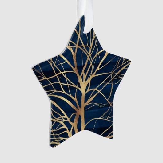 Silhouette Arbre d'Or moderne Design bleu minimal (devant)