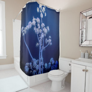 Silhouette Arbre En Blues Royal Douche Rideau