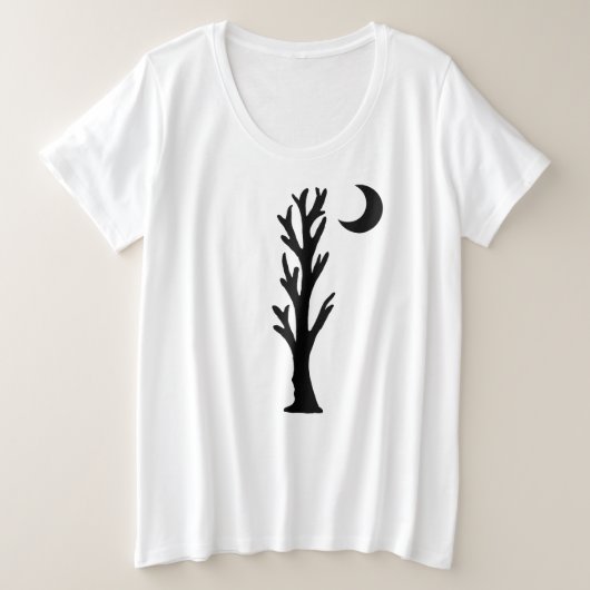 Silhouette Arbre Noir À Barron Avec Lune Crescent (Design devant)