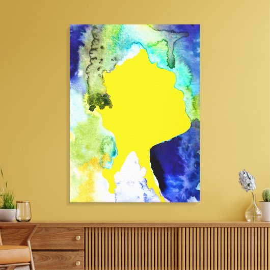 Silhouette art abstracte waterverf canvas afdruk (Insitu (Woonkamer))