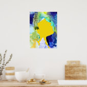Silhouette art abstracte waterverf poster (Keuken)