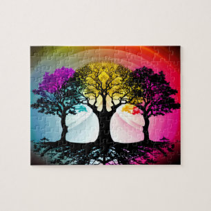 Silhouette Art Veelkleurige Bos Legpuzzel