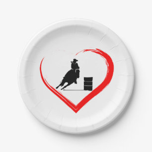 Silhouette Barrel Racing Cowgirl, Paard en Hart Papieren Bordje