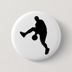 Silhouette basketbalspeler ronde button 5,7 cm