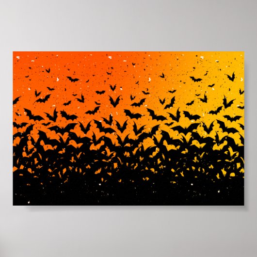 Silhouette Bats Vampire Dracula Halloween Pattern Poster (Voorkant)