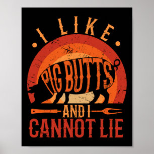 Silhouette Bbq Grill, ik hou van varken en ik kan Poster