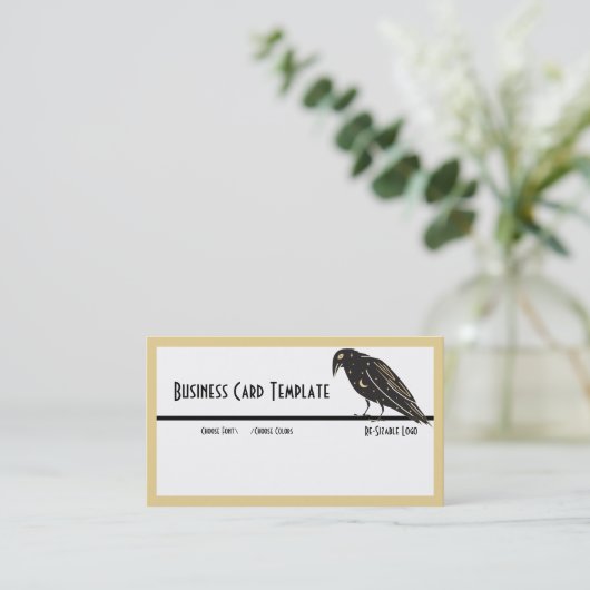 Silhouette Black Bird Raven Logo Visitekaartje (Staand voorkant)