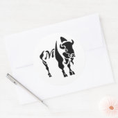 Silhouette Black Buffalo Monogram Ronde Sticker (Envelop)