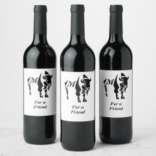 Silhouette Black Buffalo Monogram Wijn Etiket
