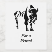 Silhouette Black Buffalo Monogram Wijn Etiket (Enkel label)