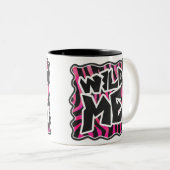 Silhouette Black en Hot Pink Zebra Tweekleurige Koffiemok (Voorkant rechts)