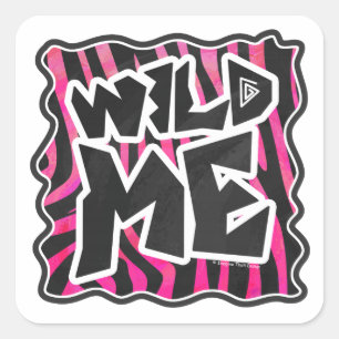 Silhouette Black en Hot Pink Zebra Vierkante Sticker