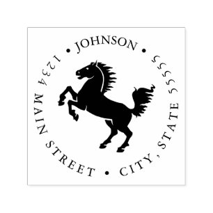 Silhouette Black en White Horse Return Label Self Zelfinktende Stempel