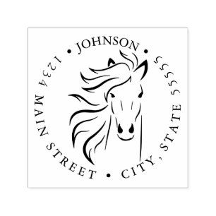 Silhouette Black en White Horse Return Label Zelfinktende Stempel