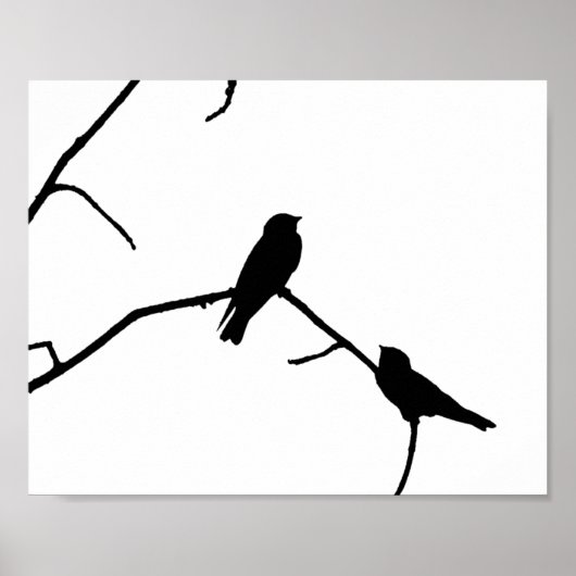 Silhouette Black & White Swallow Pair Poster (Voorkant)
