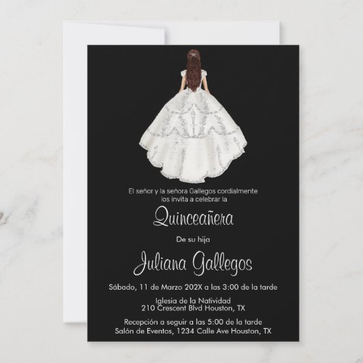 Silhouette blanche Quinceañera invitation (Devant)