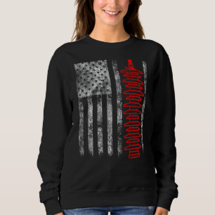 Silhouette Bliksemafleider Amerikaanse Vlag Lijnwe Trui