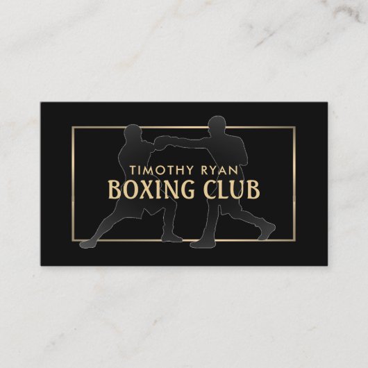 Silhouette Boxing Match, Boxer, Boxing Trainer Visitekaartje (Voorkant)