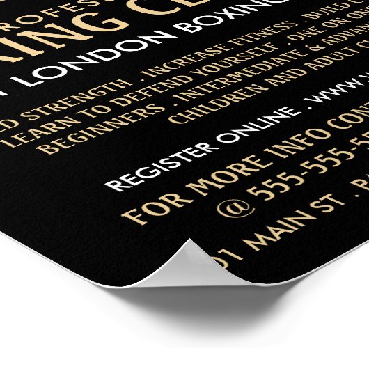 Silhouette Boxing Match, Boxing Class Advert Poster (Hoek)