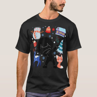 Silhouette Boy Snow Deer Winter Temperate Climate T-shirt