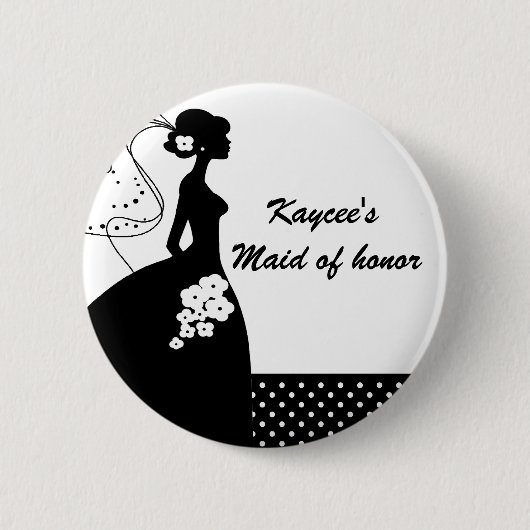 Silhouette Bride Bridal Party Maid of Honor Button (Voorkant)