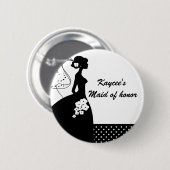 Silhouette Bride Bridal Party Maid of Honor Button (Voorkant /achterkant)