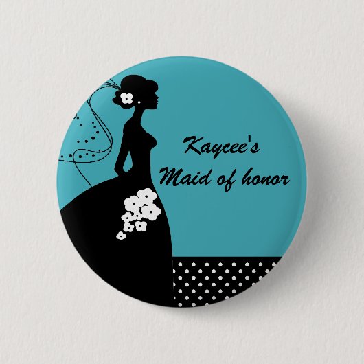 Silhouette Bride Bridal Party Maid of Honor Button (Voorkant)