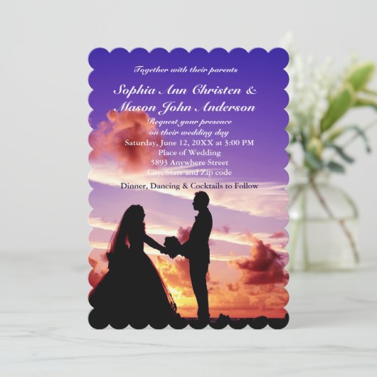 Silhouette Bride et Faire-part de mariage de couch (Debout devant)