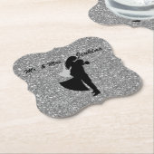 Silhouette Bride & Groom Silver Faux Glitter Kartonnen Onderzetters (Gekanteld)