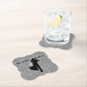 Silhouette Bride & Groom Silver Faux Glitter Kartonnen Onderzetters (Insitu)