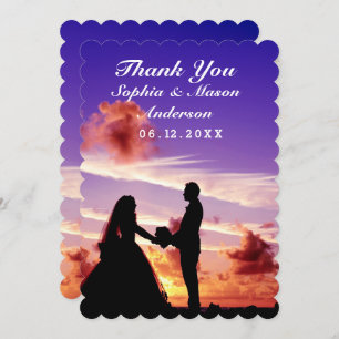 Silhouette Bride & Groom Sunset - Hartelijk dank Kaart