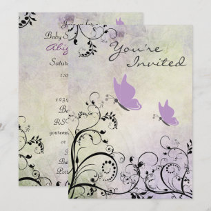  Silhouette Butterfly Baby shower Uitnodigen Kaart