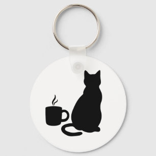 Silhouette Catful Coffee Art DesignSleutelhanger Sleutelhanger