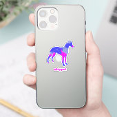 Silhouette Chien Whippet Hot Rose & Blue Sticker (Téléphone)