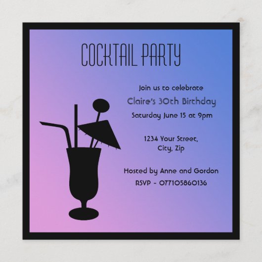 Silhouette Cocktail Party Invitation Kaart (Voorkant)