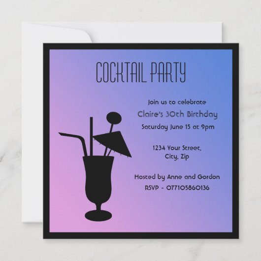 Silhouette Cocktail Party Invitation Kaart (Voorkant)